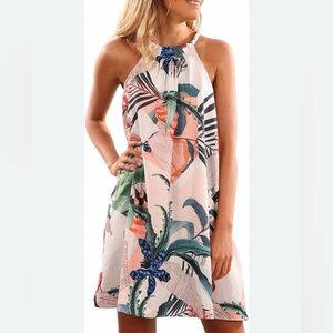 Floral Halter Neck Dress